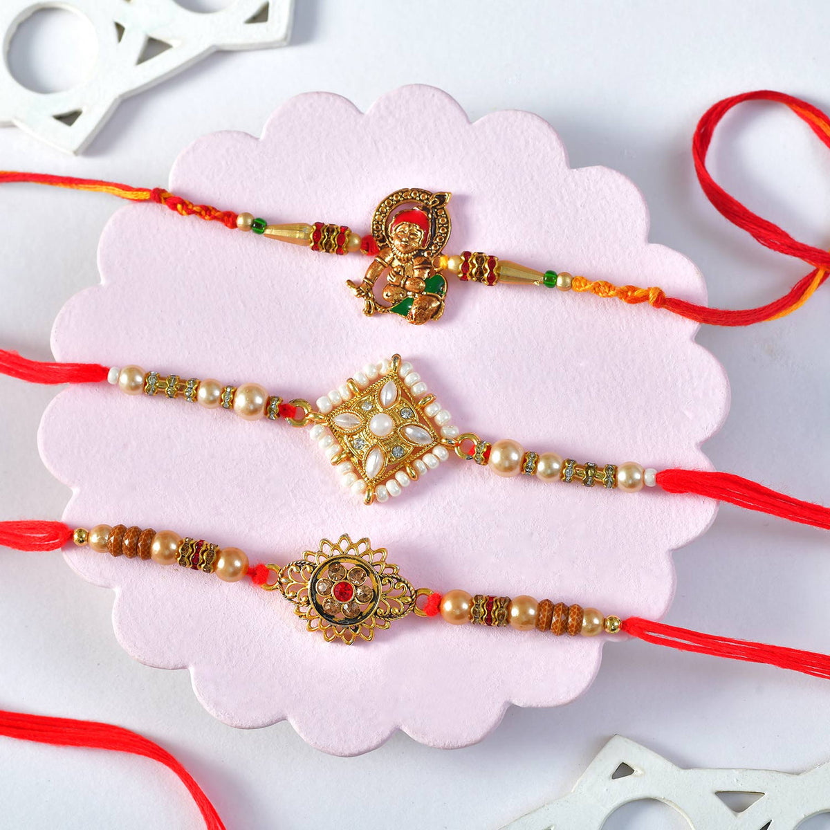 Set of Elegant Rakhi with Milk Chocolate Almond