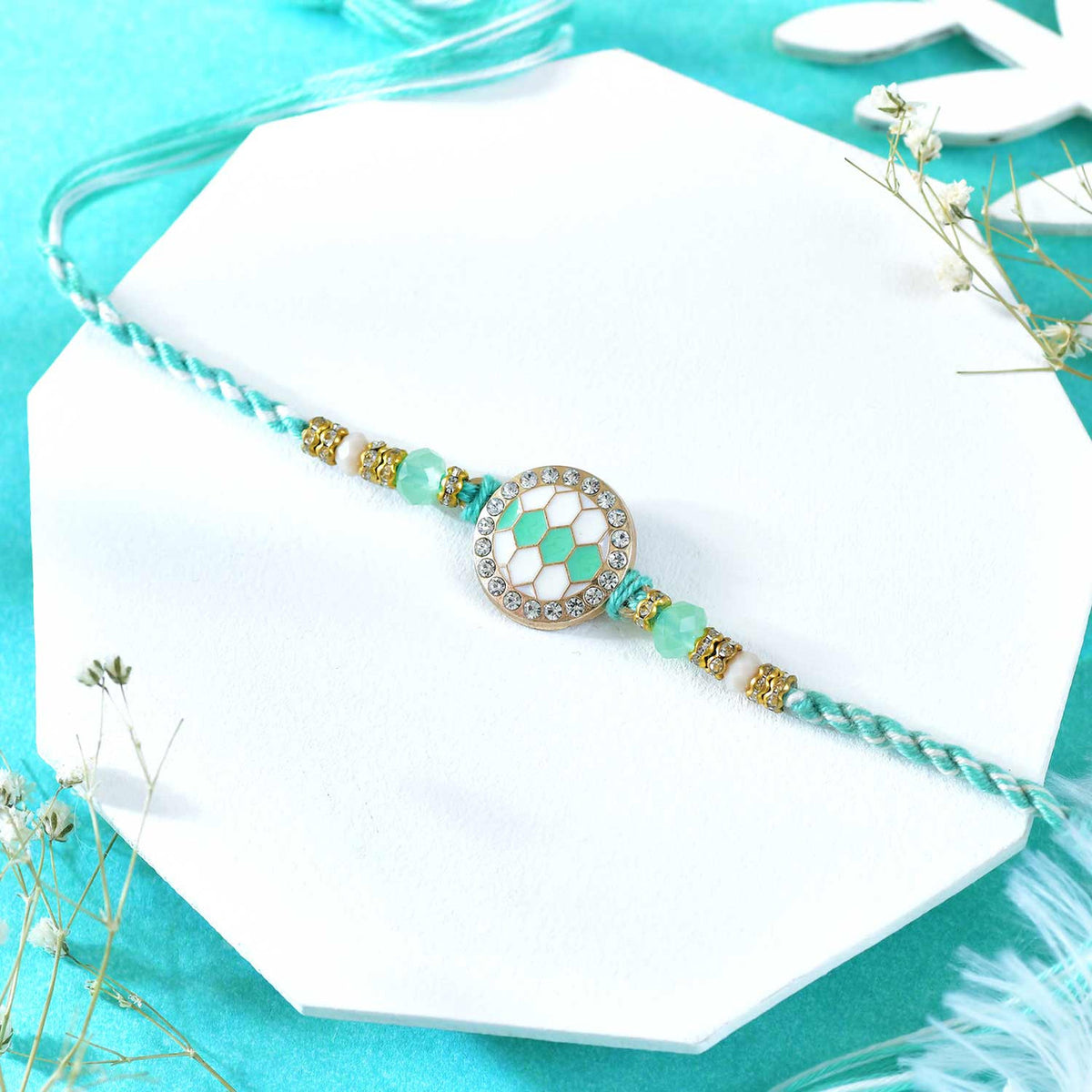 Beautiful Rakhi With Kaju Katli & Ferrero Rocher