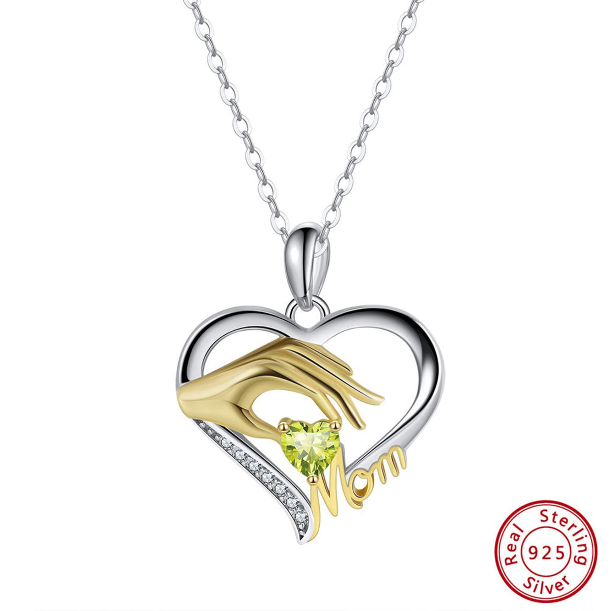 925 Green Olivine Sterling Silver Pendant