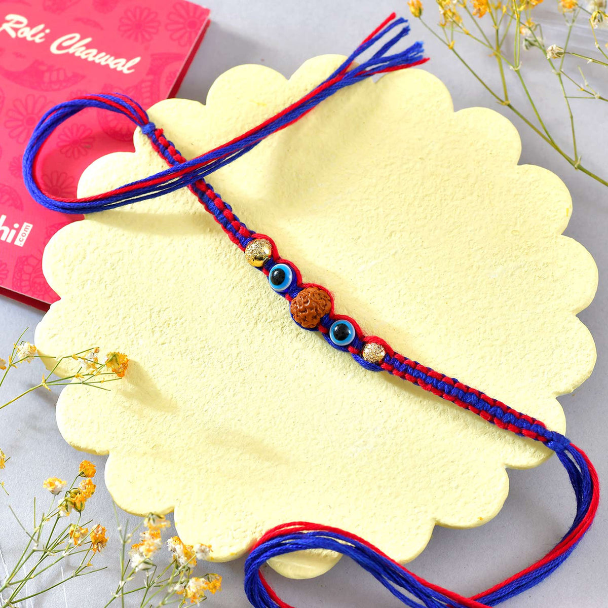 Rudraksha Rakhi With Besan Laddoo Sweet