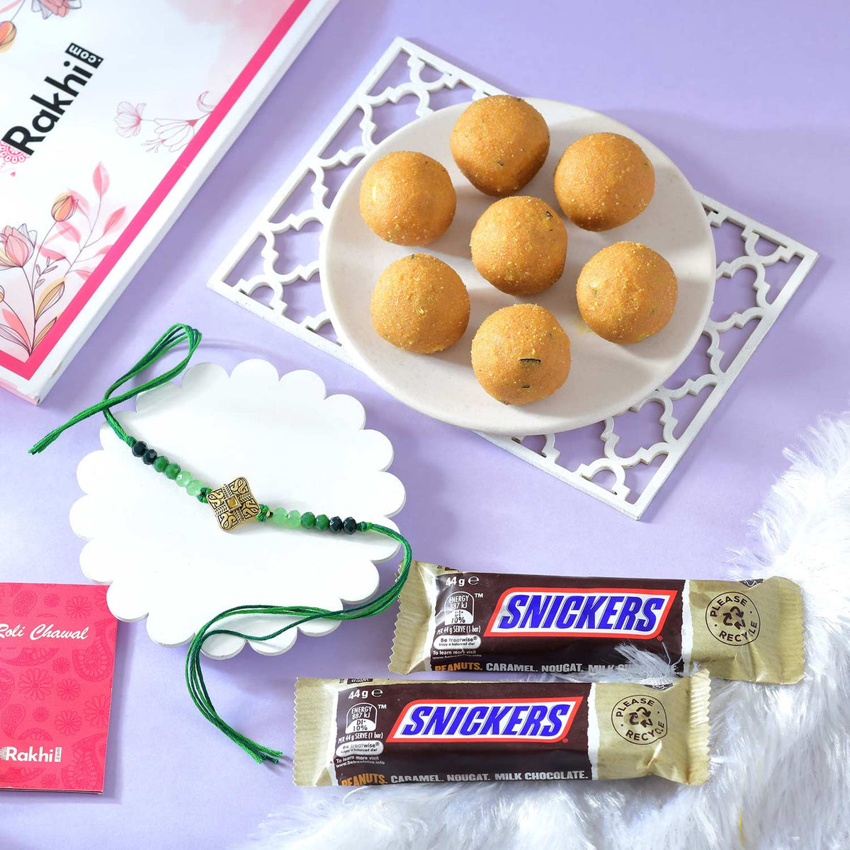 Alluring Single Rakhi with Besan Laddoo & Chocolate