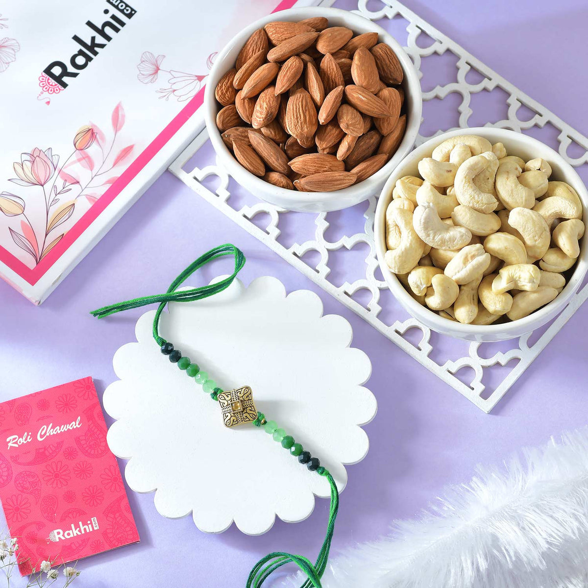 Alluring Rakhi With Assorted Dryfruit Nuts