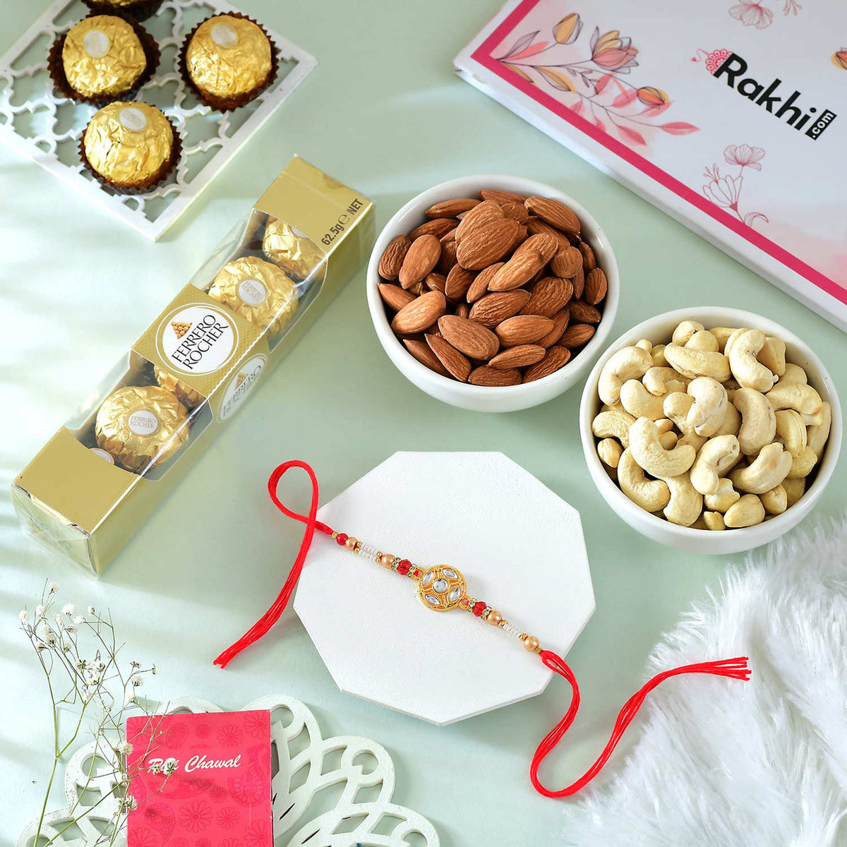 Kundan Rakhi With Chocolates & Dryfruits