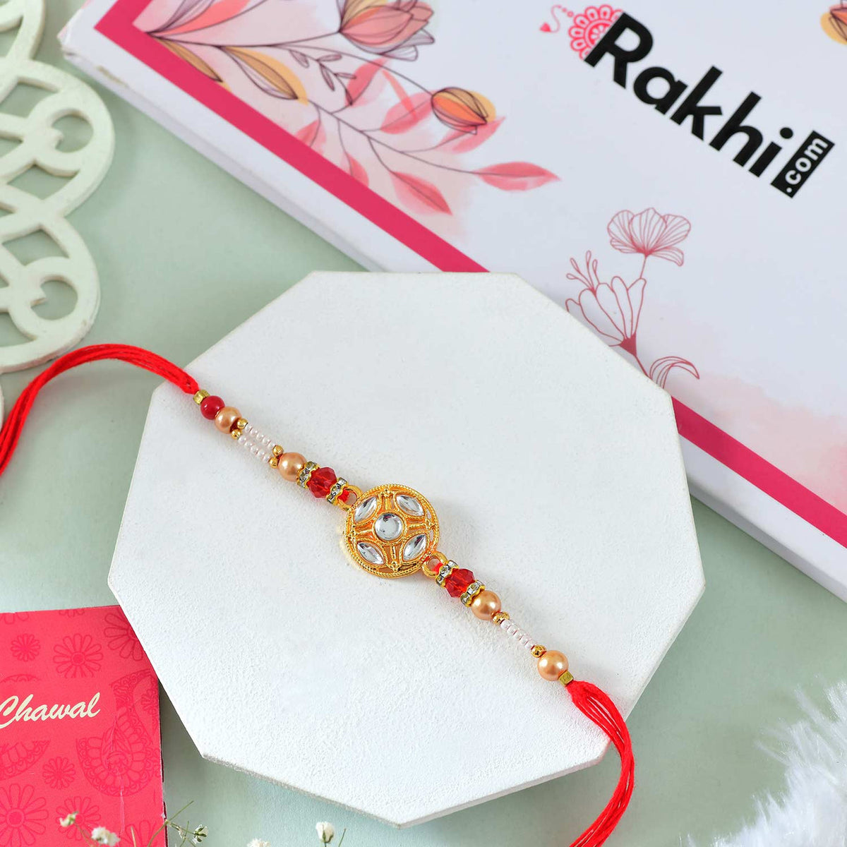 Authentic Kundan Moti Bhai Rakhi