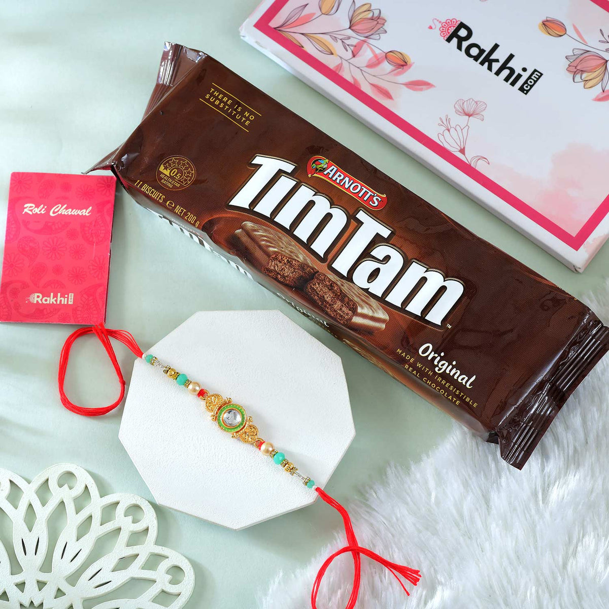 Bhaiya Rakhi With TimTam Chocolate Biscuit