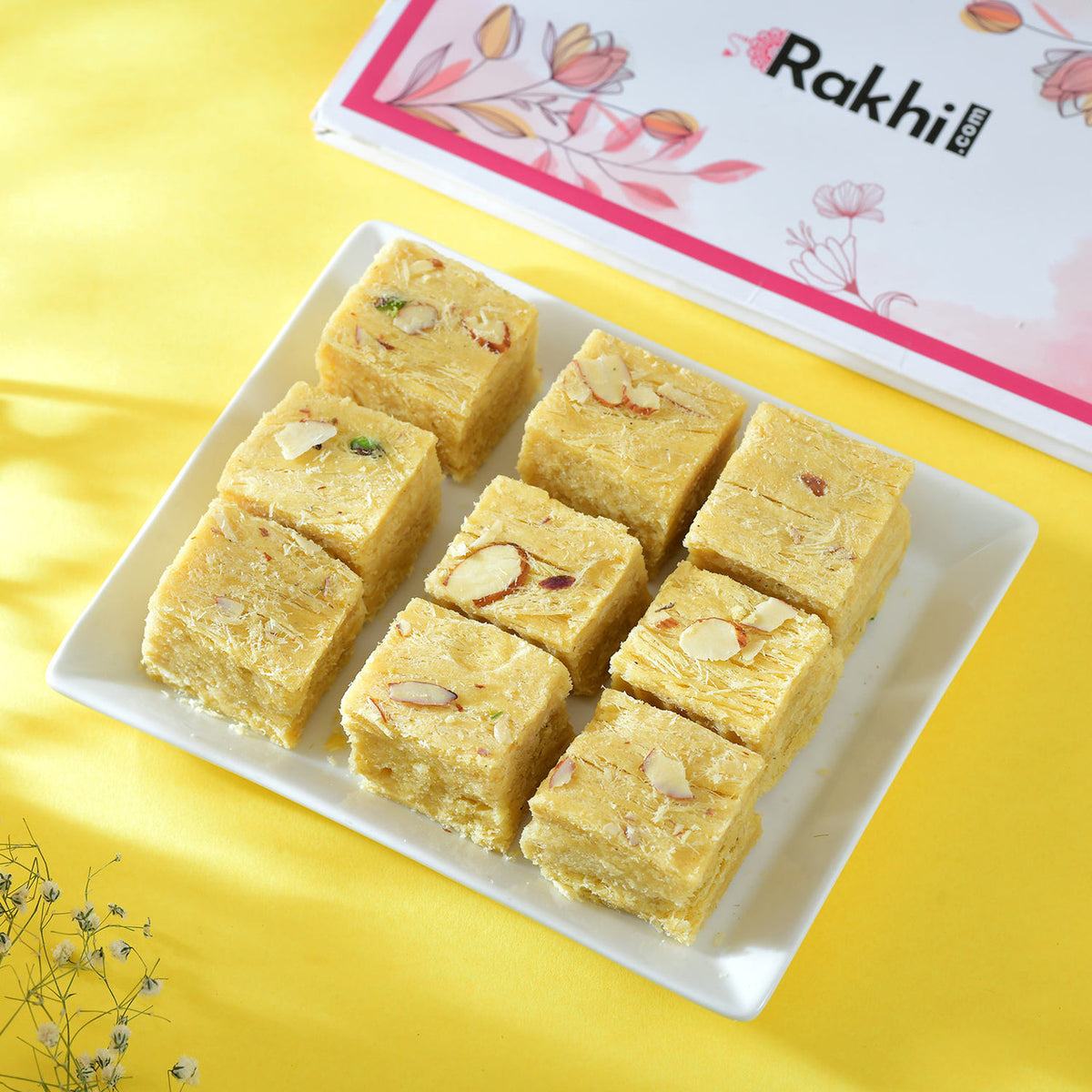 Two Premium Rudraksha Rakhi with Soan Papdi