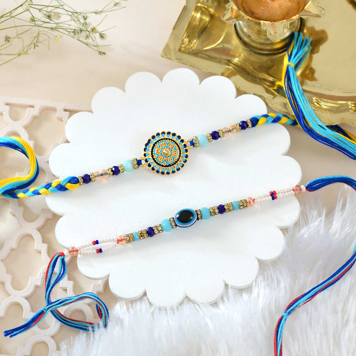 Rakhi Set With Pooja Thali & Dryfruits
