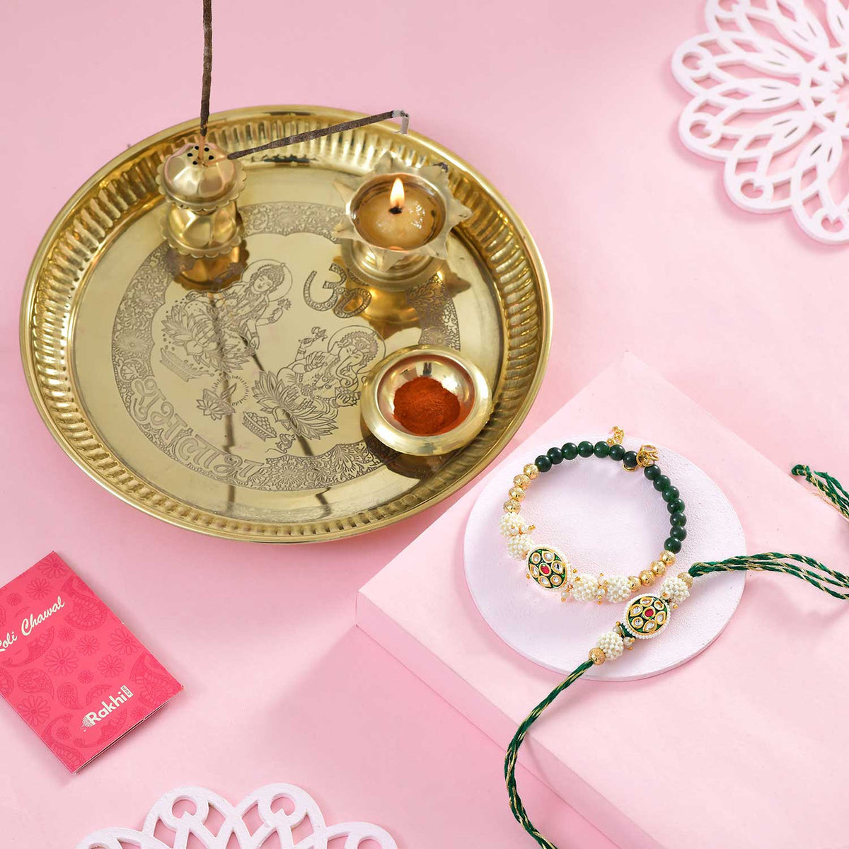 Bhaiya Bhabhi Rakhi Set With Pooja Thali
