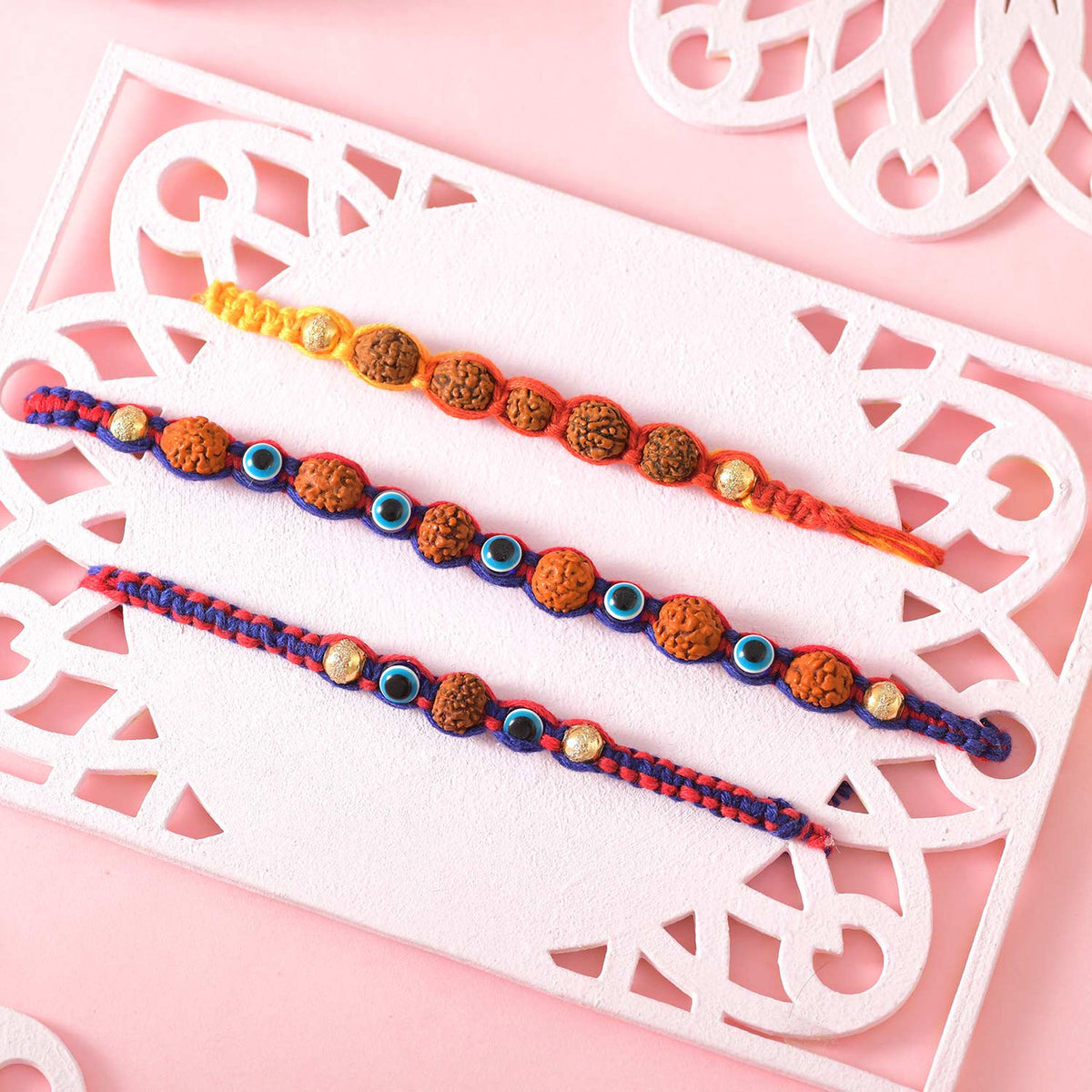 Rudraksha and Evil Eye Beads Rakhi for Bhai