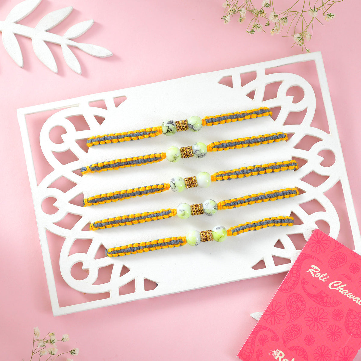 Set of 5 Alluring Rakhi With Gourmet Collection