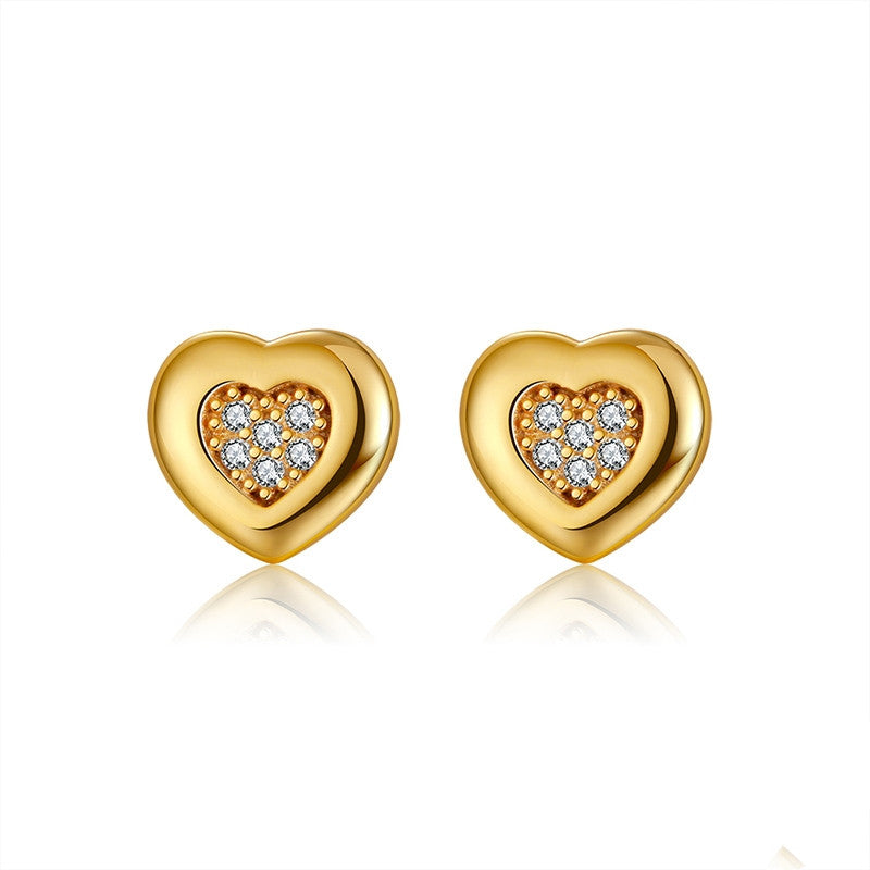 Classic Heart CZ 925 Sterling Silver Studs