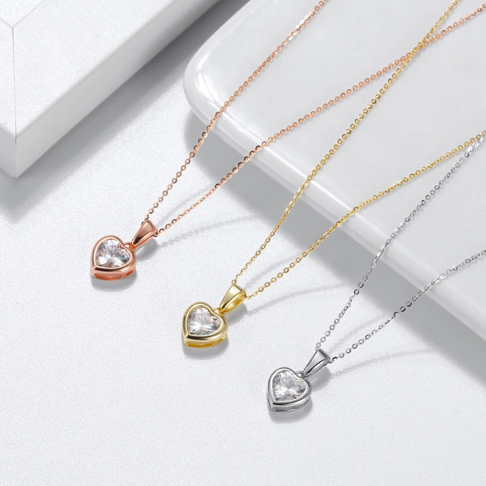 Elegant Heart Solitaire 925 Sterling Silver Necklace