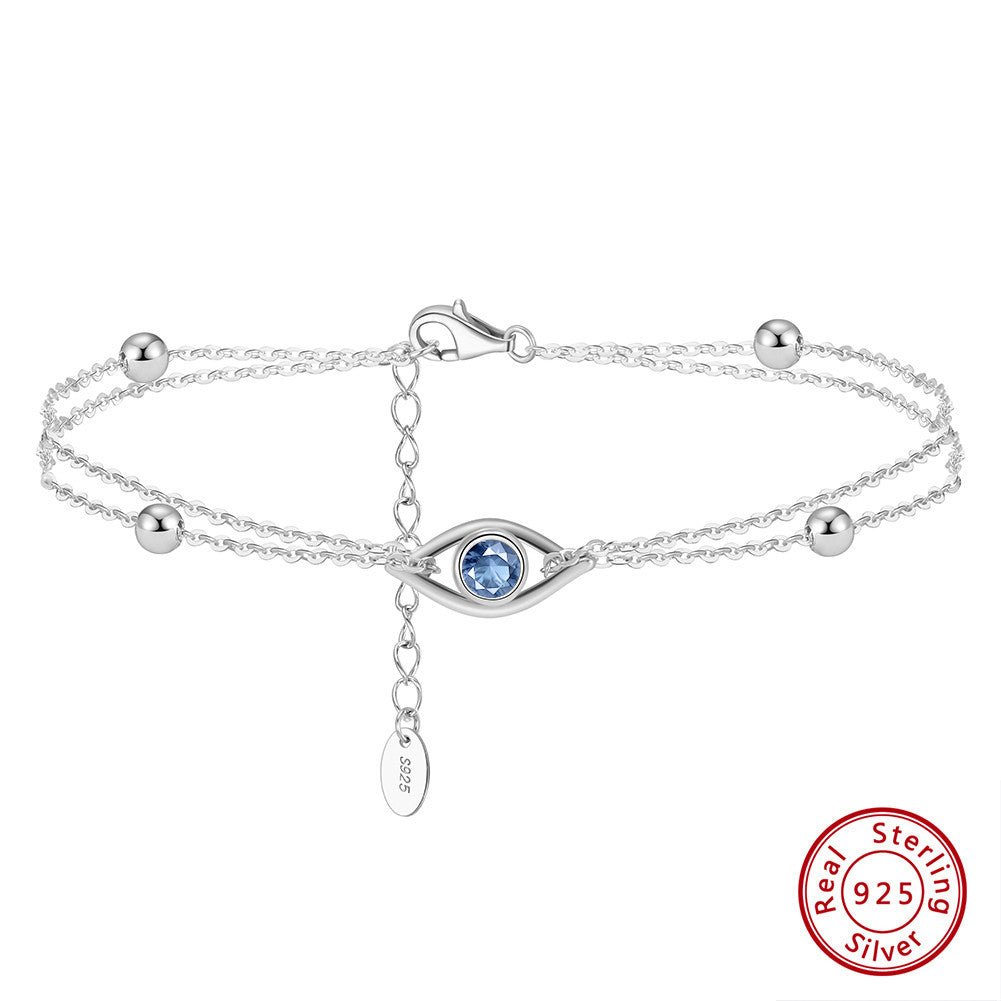 Mystic 925 Sterling Silver Double-Layer Evil Eye Bracelet