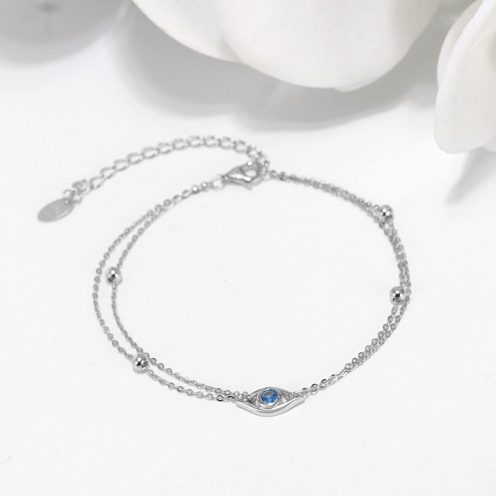 Mystic 925 Sterling Silver Double-Layer Evil Eye Bracelet