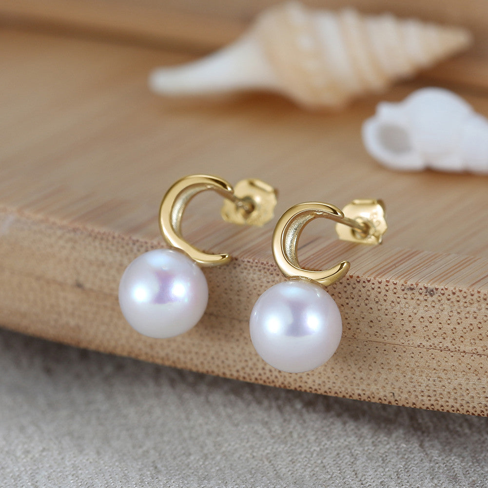 Graceful Freshwater Pearl 14K Gold Earrings
