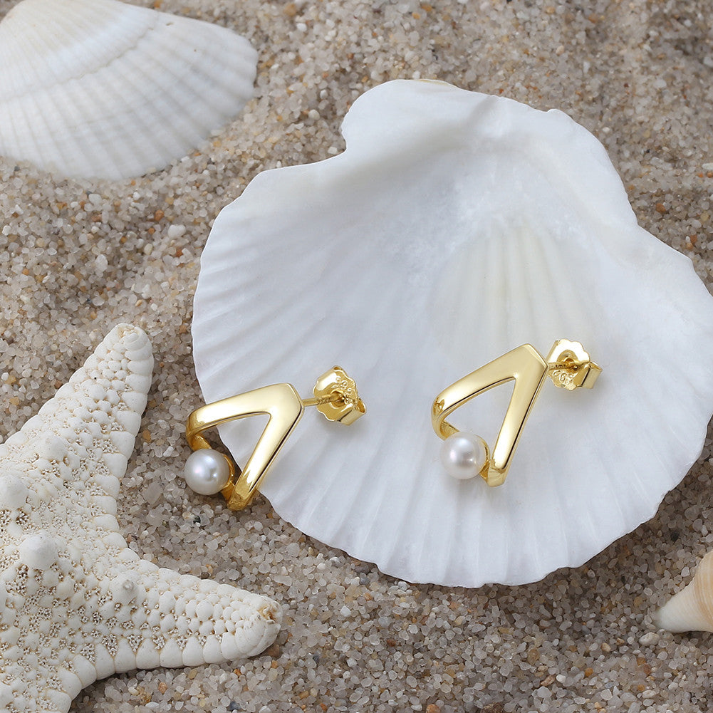 Radiant Freshwater Pearl & Abalone Gold-Plated Earrings