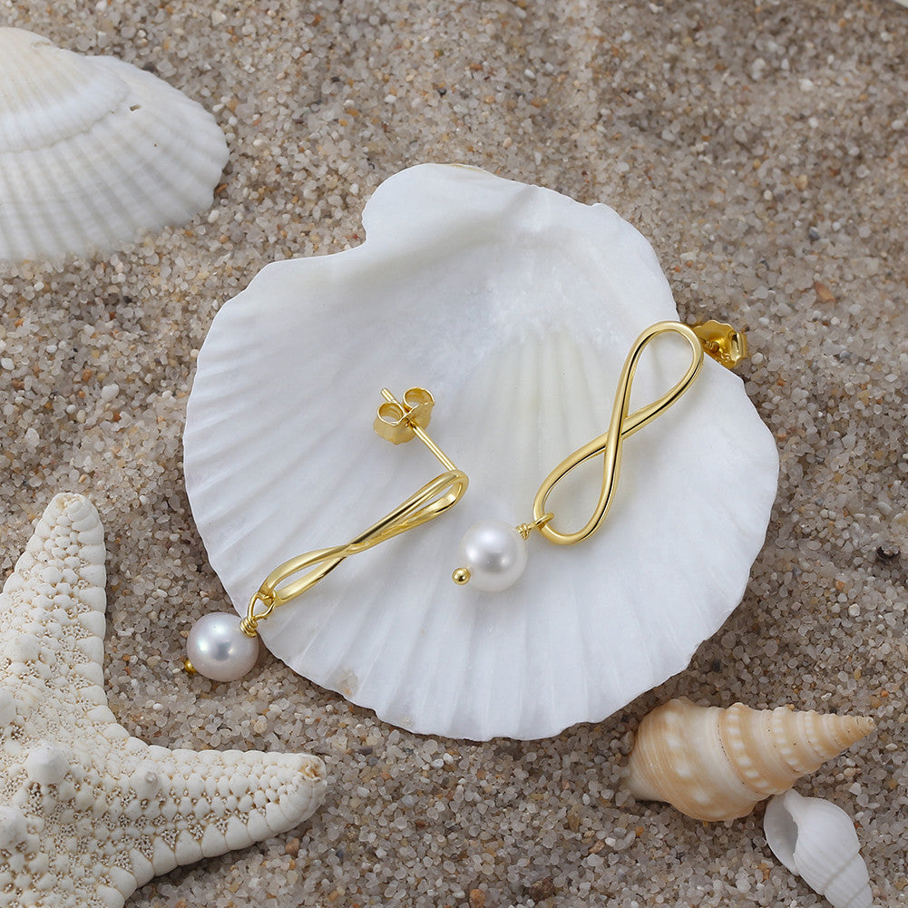 Exquisite Pearl & Abalone Shell 14K Gold Plated Earrings