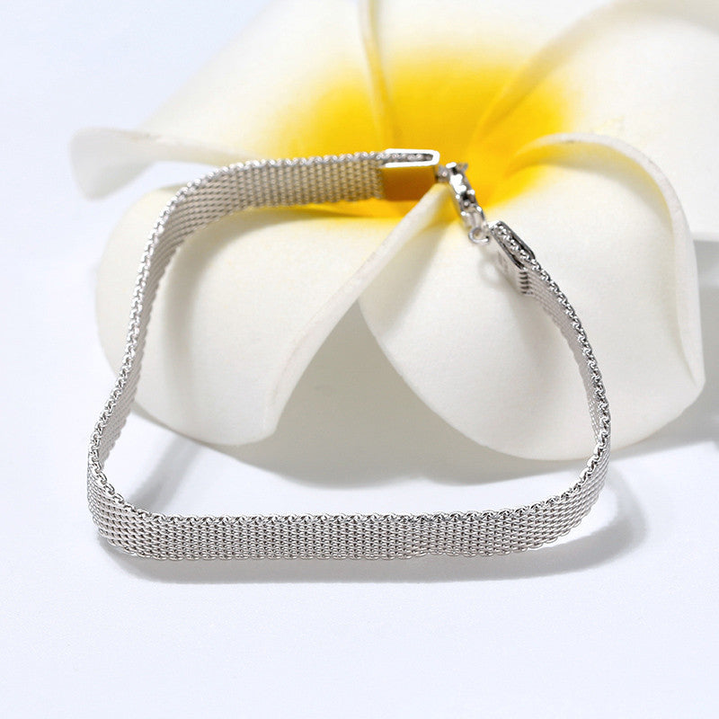 Classic 925 Sterling Silver Mesh Link Bracelet