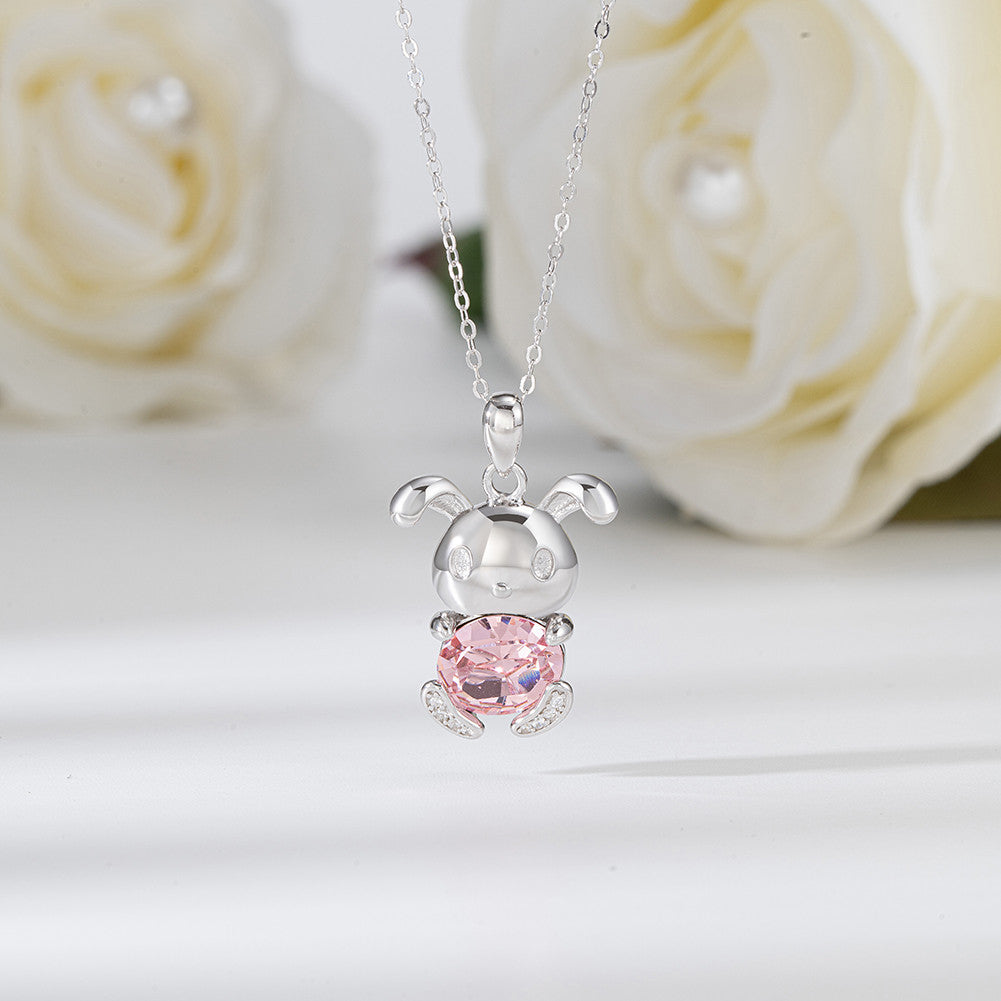 Elegant Pink Gem 925 Sterling Silver Chain
