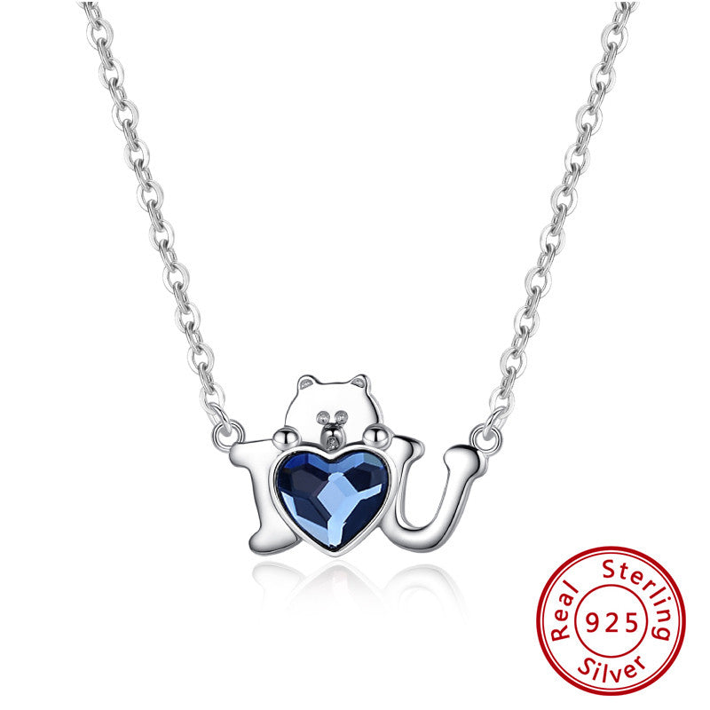 Blue Swarovski 925 Sterling Silver Chain