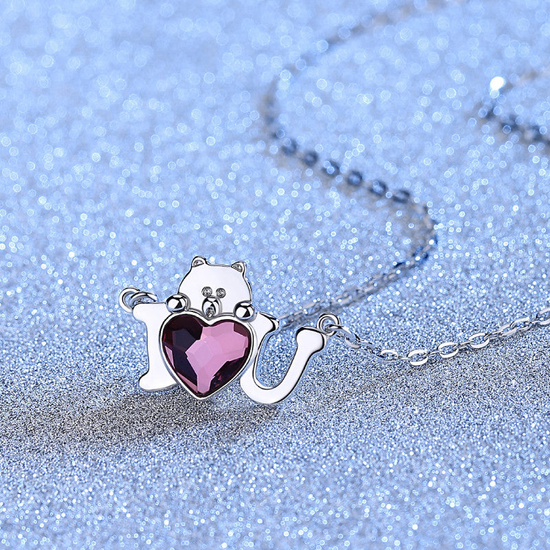 Pink Swarovski 925 Sterling Silver Chain