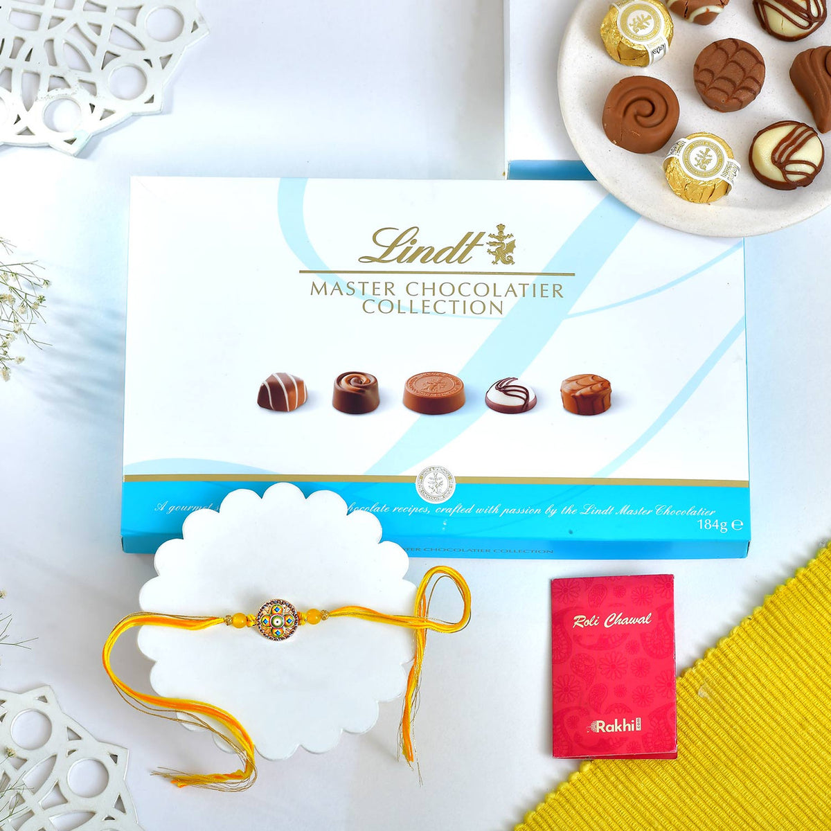 Royal Mandala Bhai Rakhi With Lindt Master Chocolatier Collection