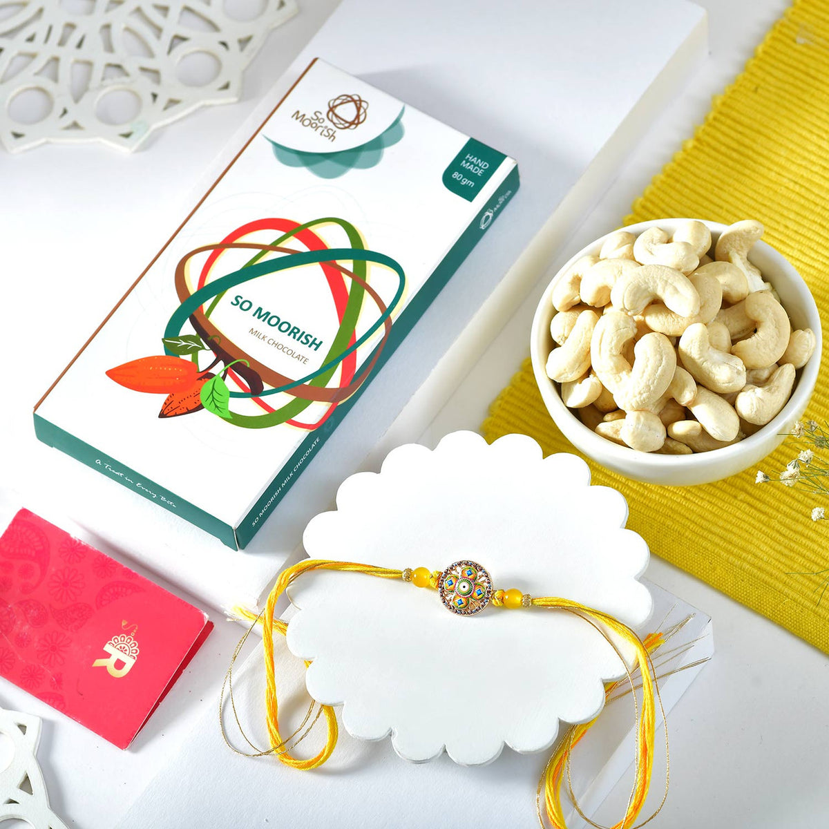 Royal Mandala Rakhi With Chocolate & Cashew Nuts