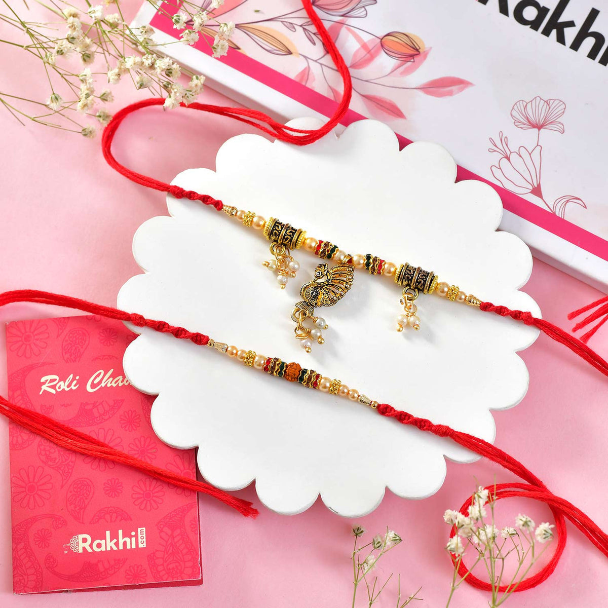 Rajasthani Style Peacock Rakhi Set