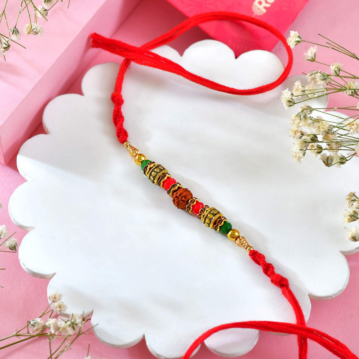 Rudraksha Rakhi With Bhabhi Rakhi