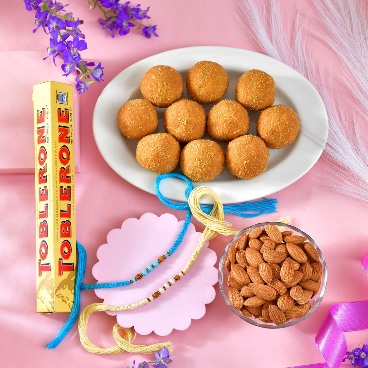 Bhai Rakhi Set With Gourmet Hamper Treat