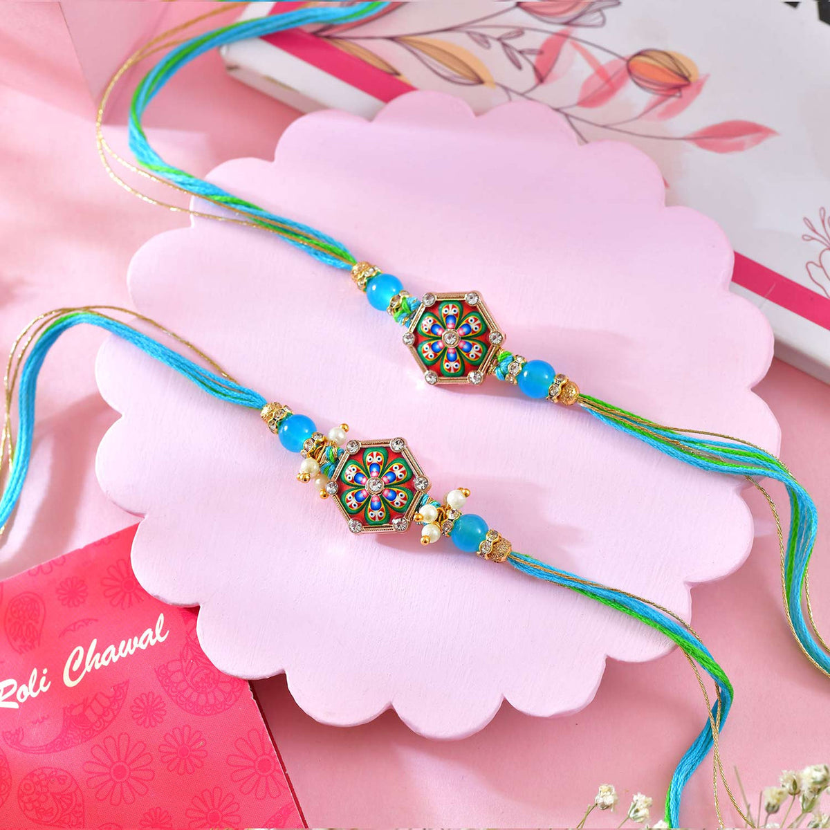 Elegant Rakhi Set with Sweets Hamper