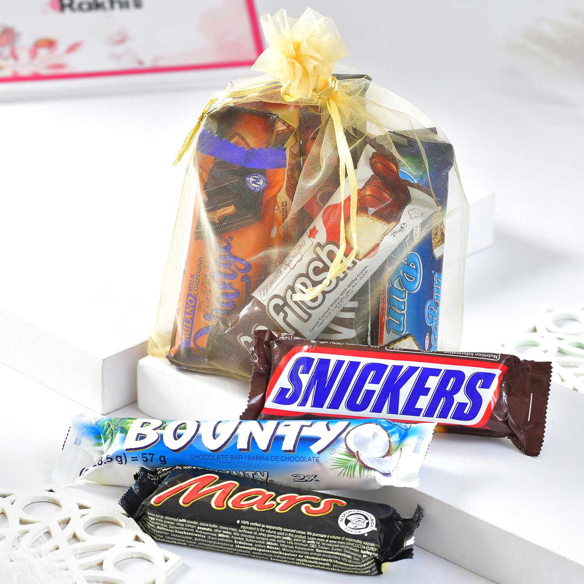 Elegant Rakhi Set with Imported 10 Chocolates