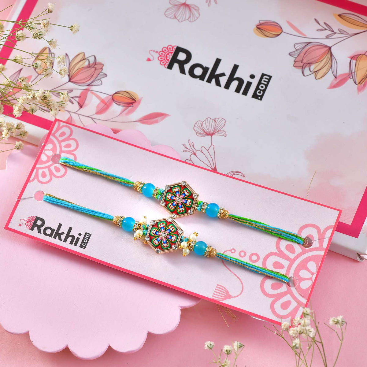 Set of Two Enamel Hexagon Rakhi Bracelets
