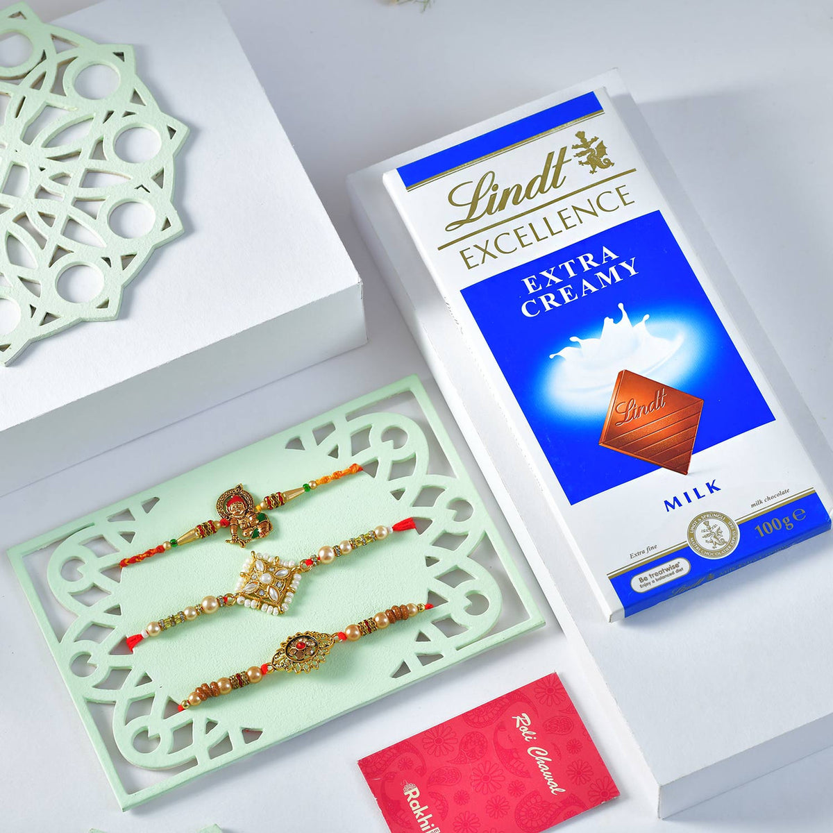 Set of Elegant Rakhi with Lindt Chocolate