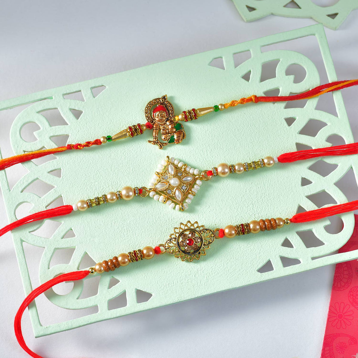 Set of Elegant Rakhi with Lindt Chocolate