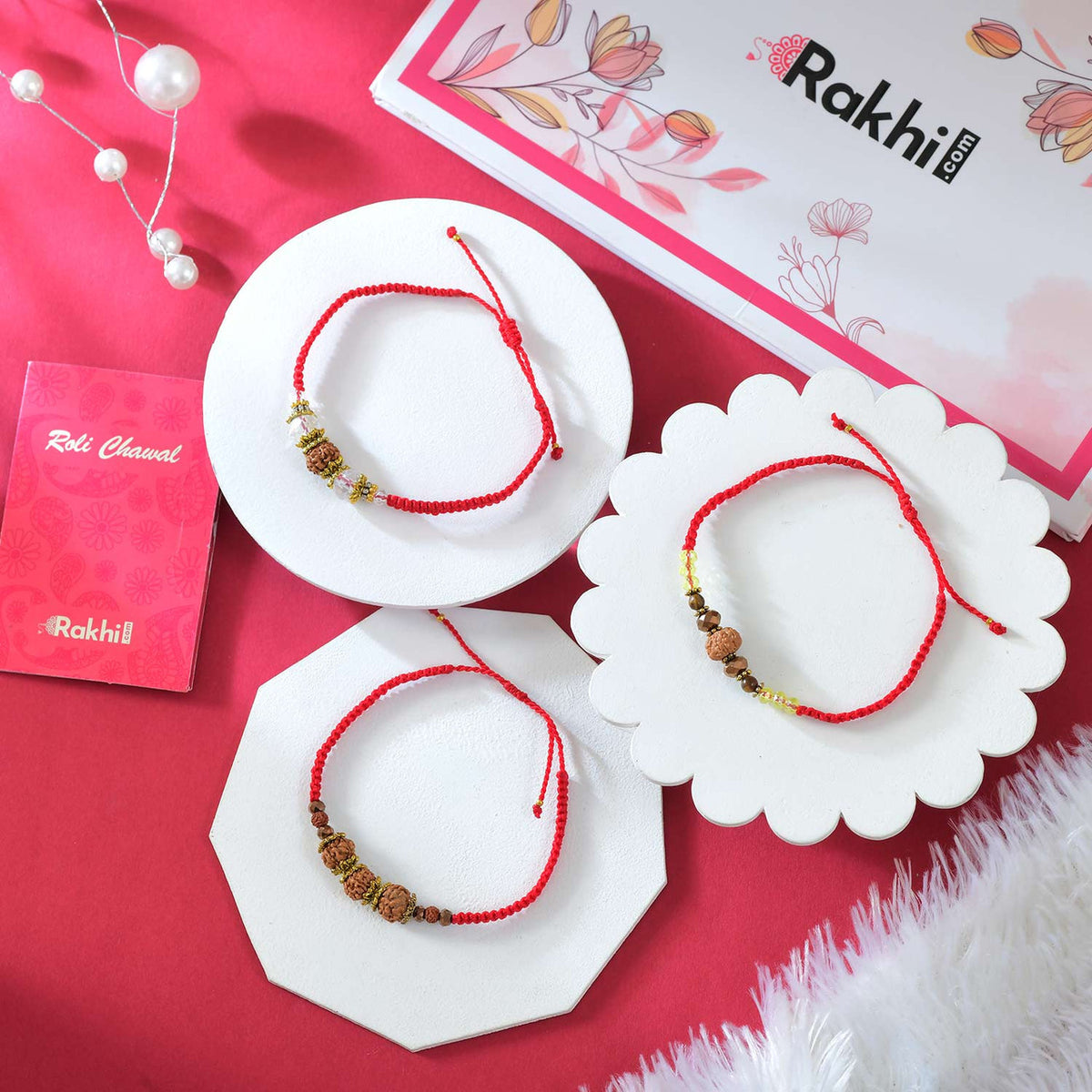 Set of 3 Premium Rudraksha Rakhi