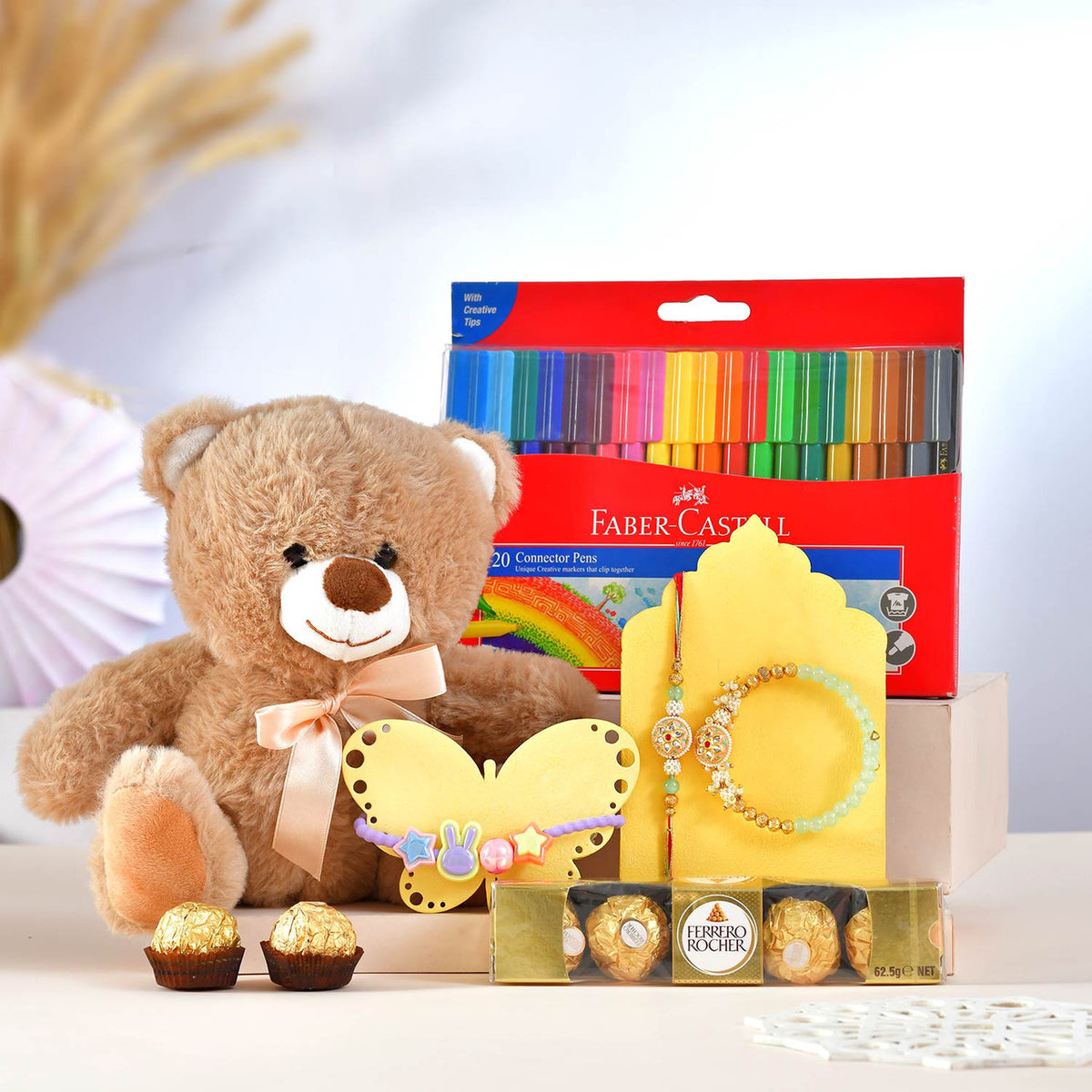 Rakhi Set with Teddy, Chocolate & Kids Colors