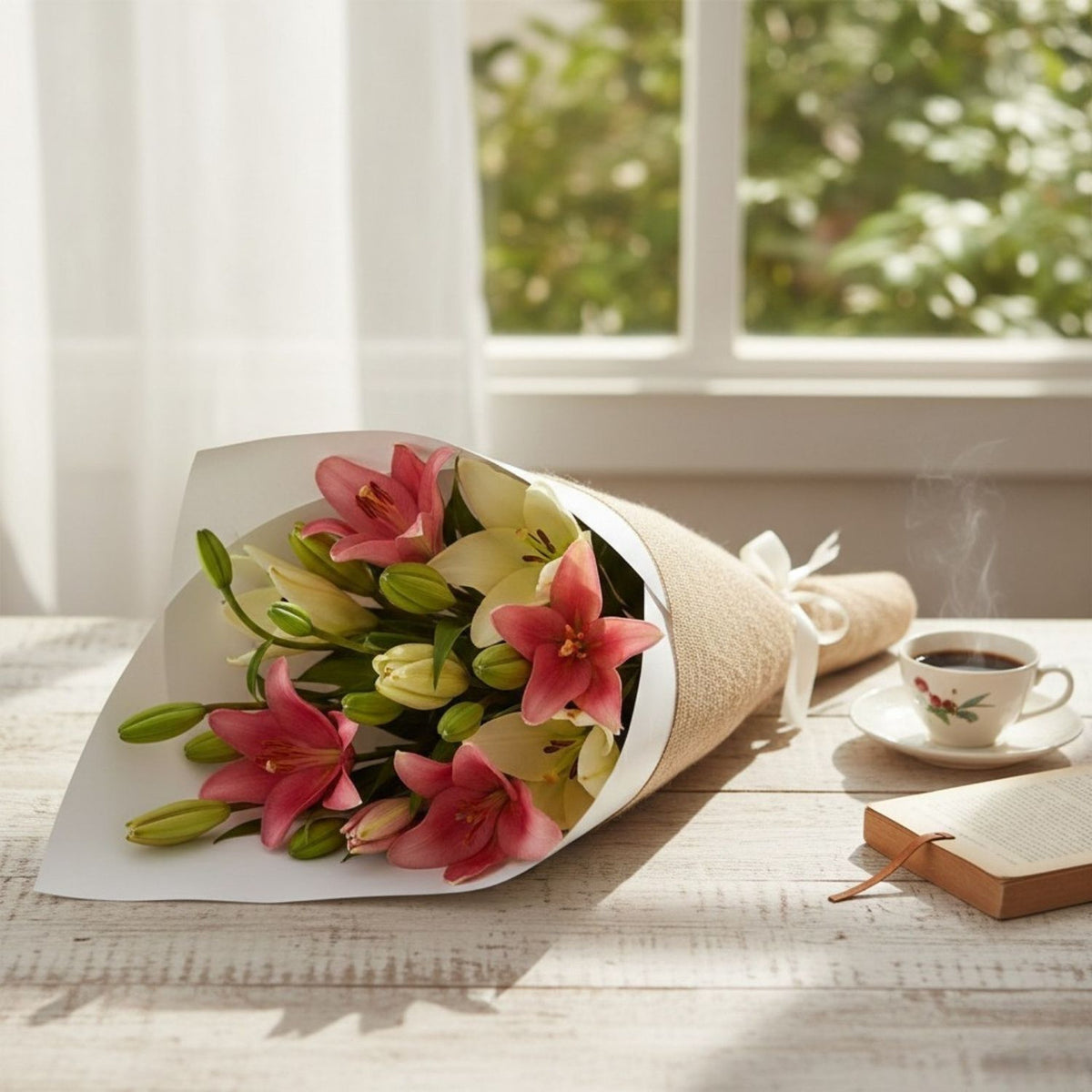 Pink & White Lily Bouquet