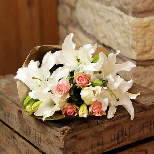Soft Blush Lily & Rose Bouquet
