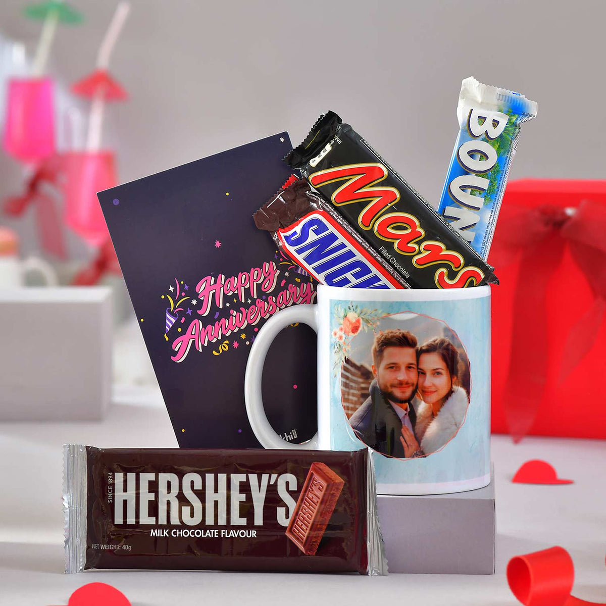 Personalised Anniversary Mug & Chocolate Gift