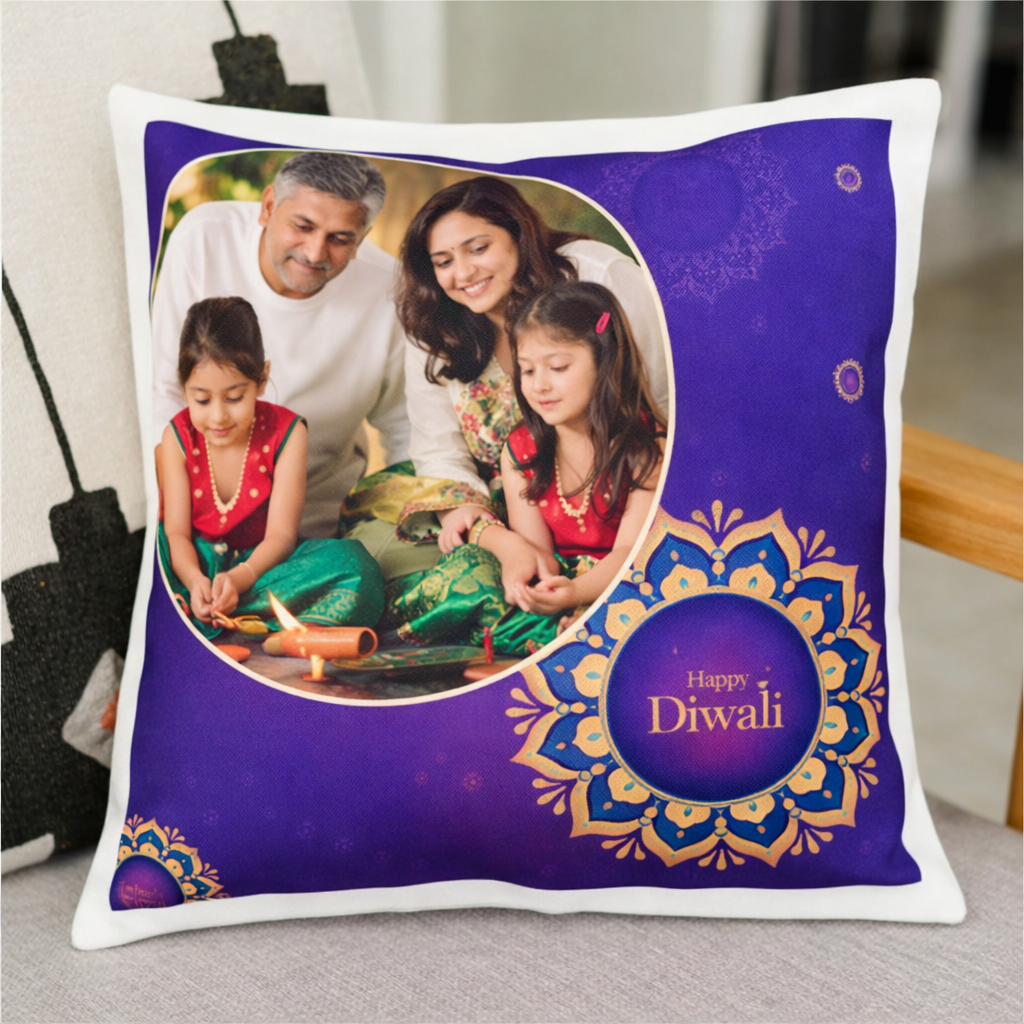 Personalized Diwali Photo Cushion