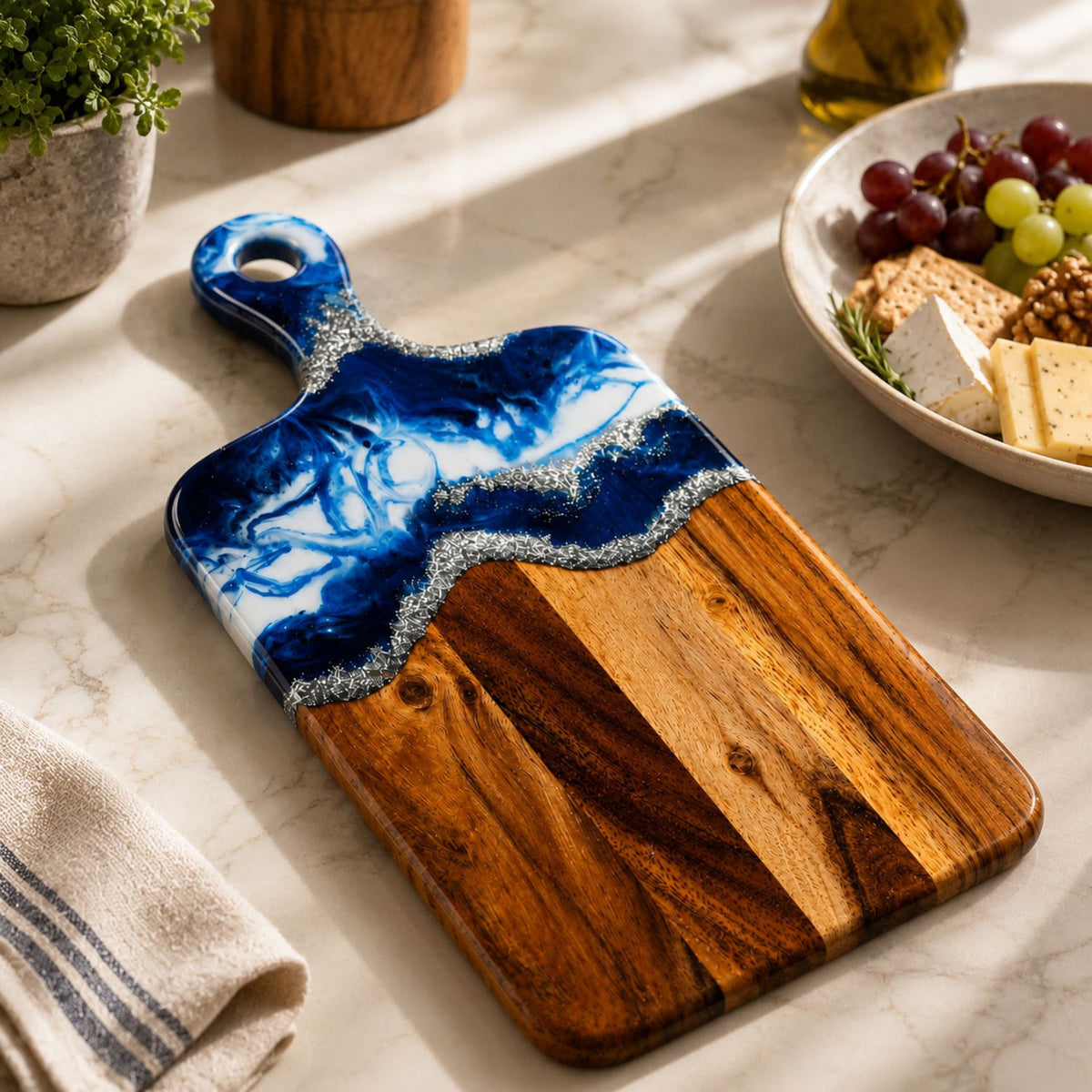 Ocean Resin Wooden Serving Board