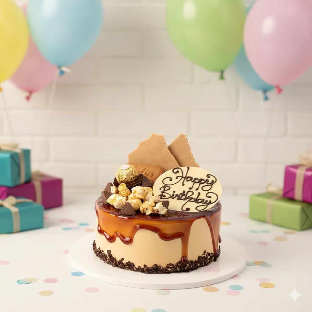 Caramel Popcorn Celebration Cake