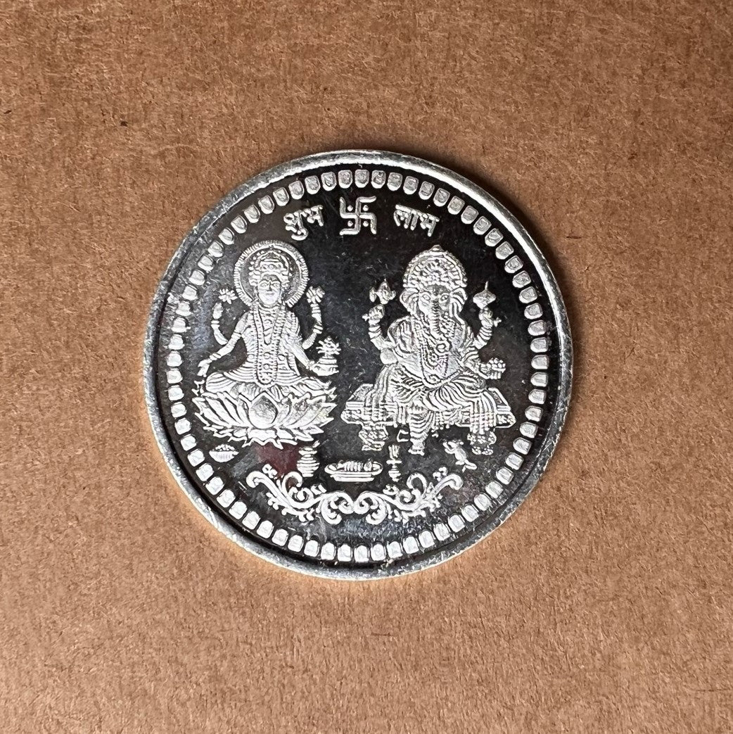 999 Silver Lakshmi Ganesha Coin
