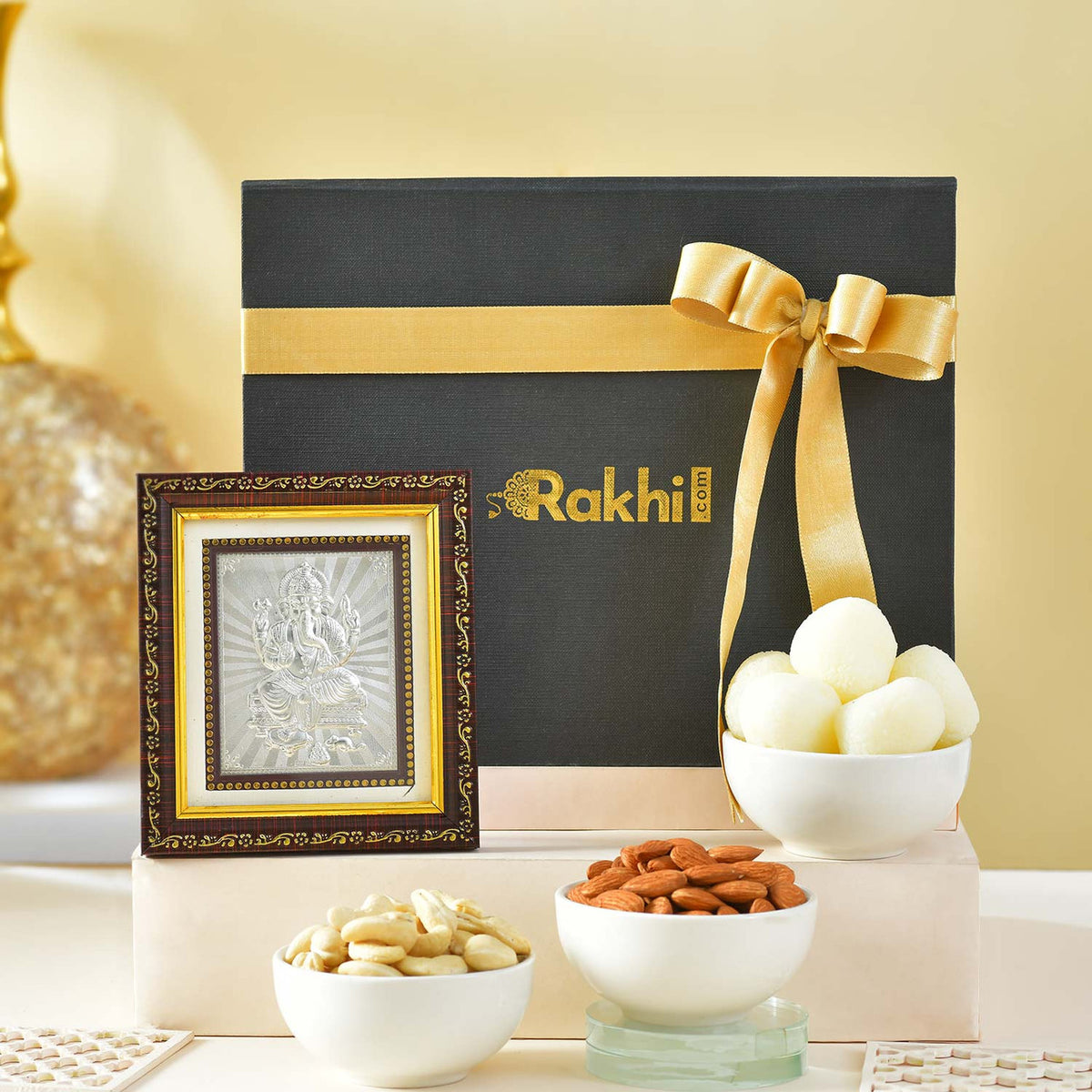 Silver Ganesha Frame & Gourmet Gift Hamper