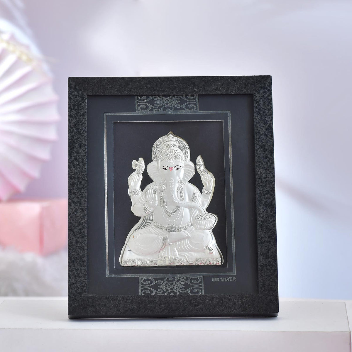 Silver Ganesha Frame & Fragrant Candle Gift Box