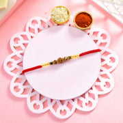 Premium Rudraksha Rakhi With Yellow Crystal & Tiger Eye Stone