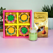 Diwali Diyas, Lindt & Candle Gift Set