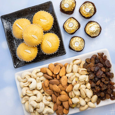 Premium Dry Fruit, Besan Laddoo & Ferrero Rocher Gift Hamper