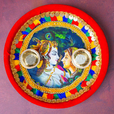 Traditional Fabric Coated Pooja Thali with Lindt Chocolates